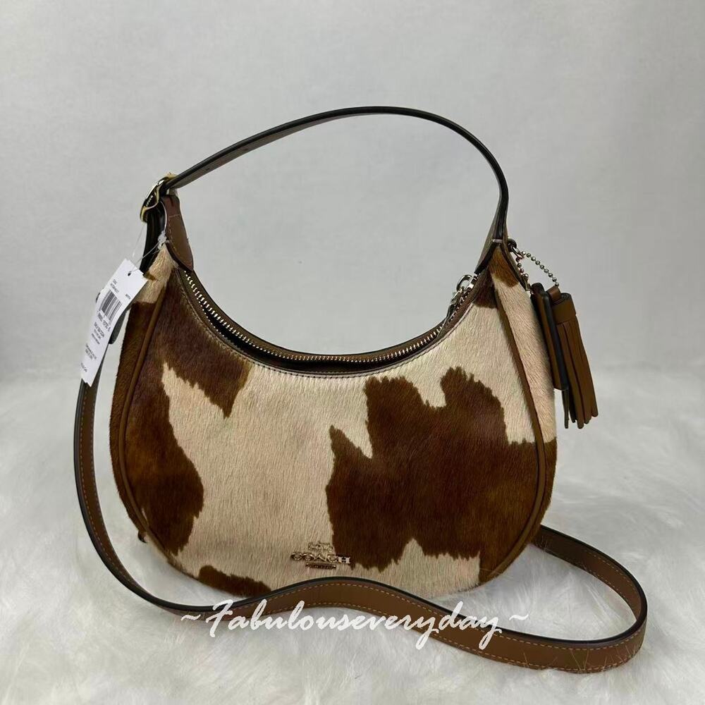 Coach Emily Shoulder Bag In Haircalf With Cow Print Crossbody CDX23 NWT